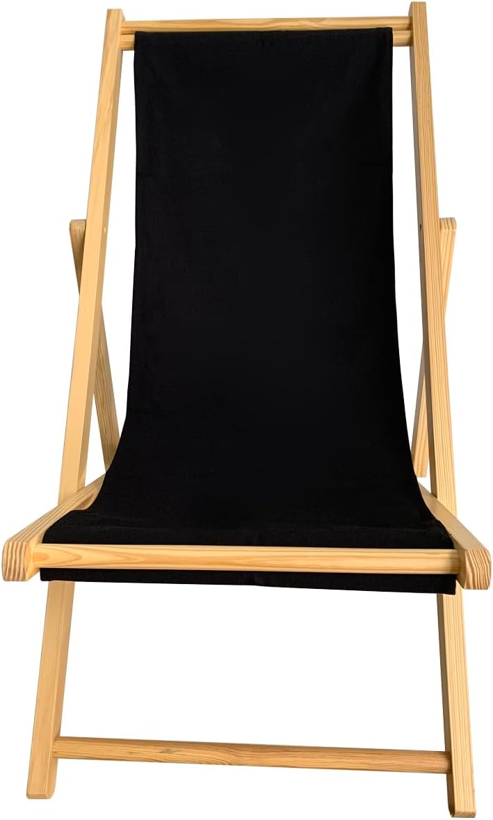 TBACW Patio Lounge Chair Replacement Canvas 47" L x 17" W - Beach Sling Chair Fabric, Indoor Outdoor Use - No Wooden Frame (Black) - Image 4